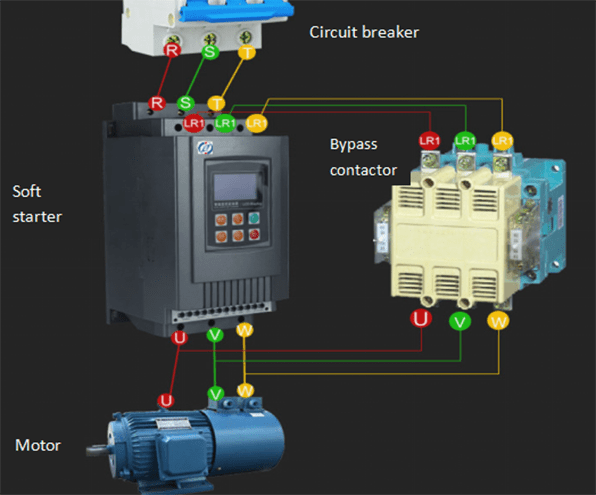 the wiring diagram of bypass type motor soft starter